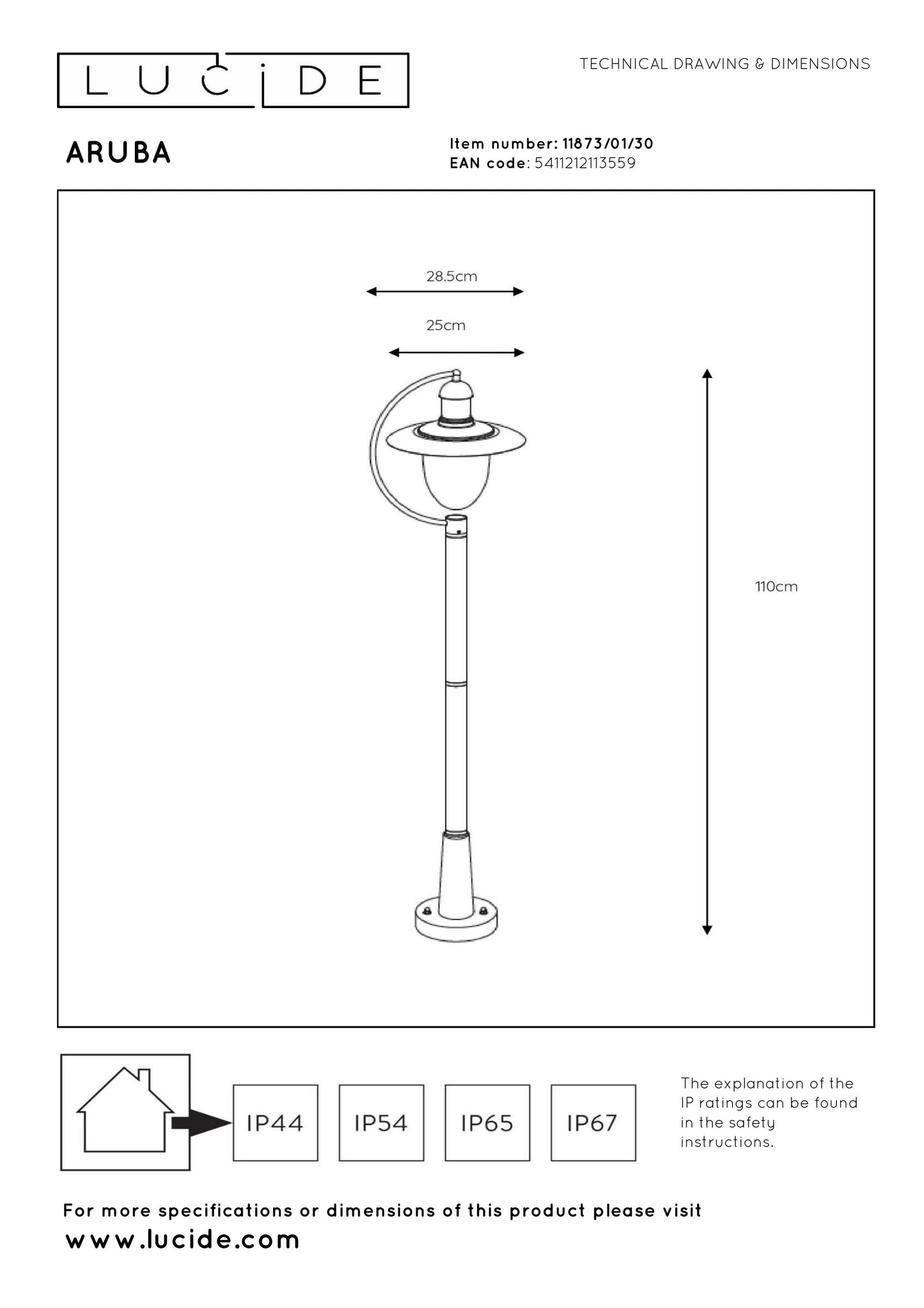Lucide Aruba Lámpara de Pie para Exterior