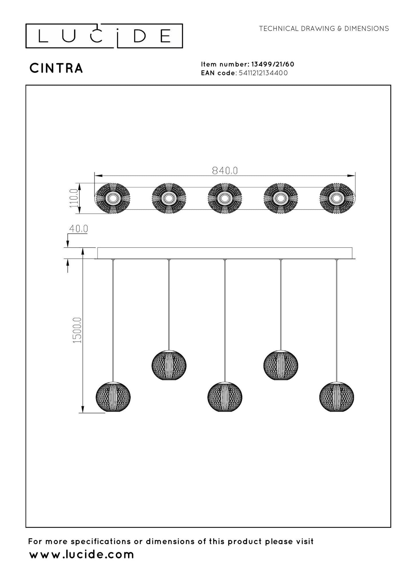 Lucide Cintra Linear Pendant