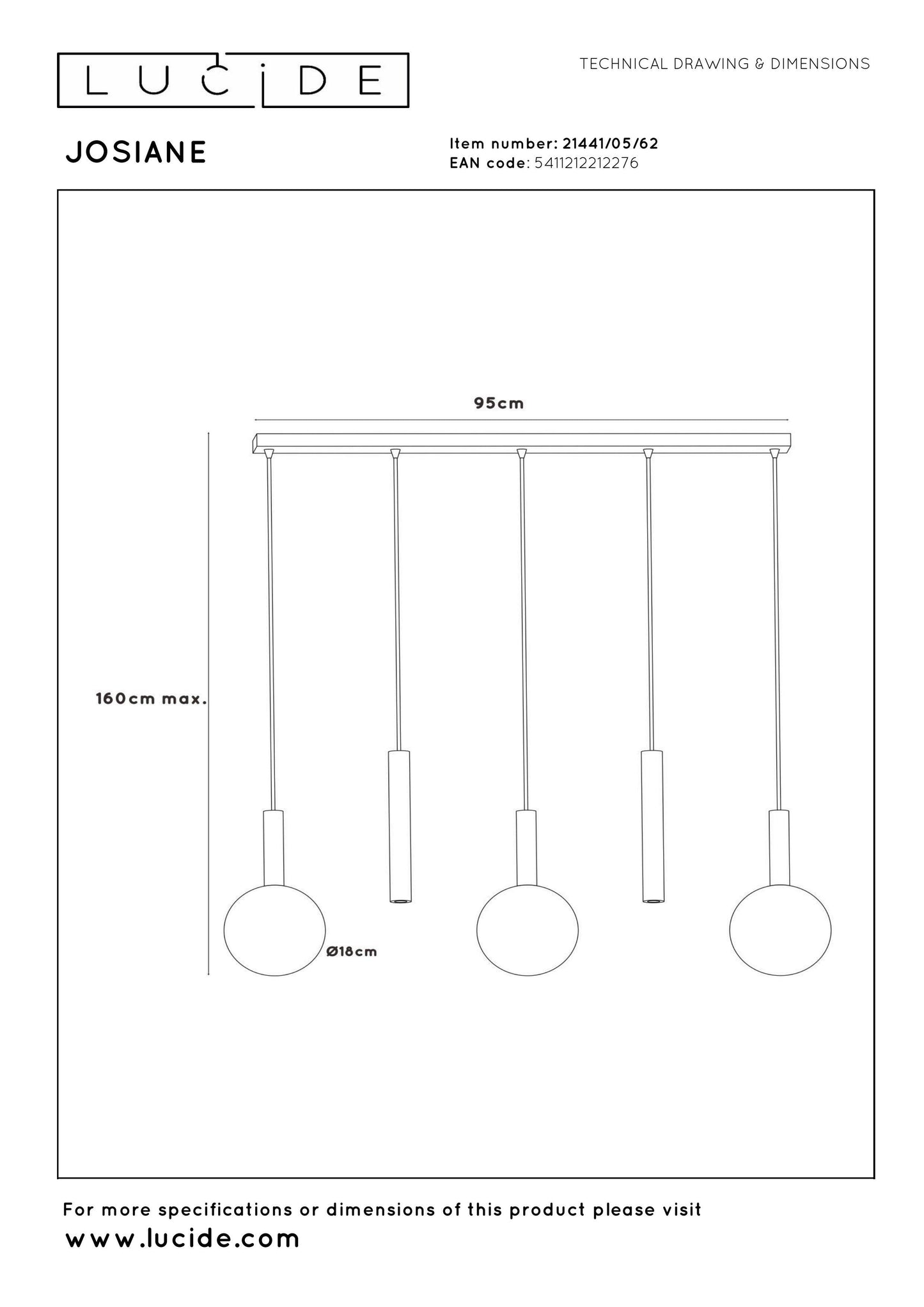 Lucide Josiane Pendant Light