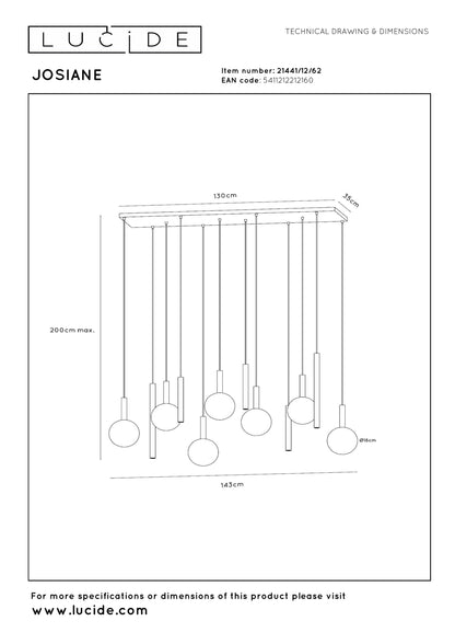 Lucide Josiane Làmpada Penjant Multilum