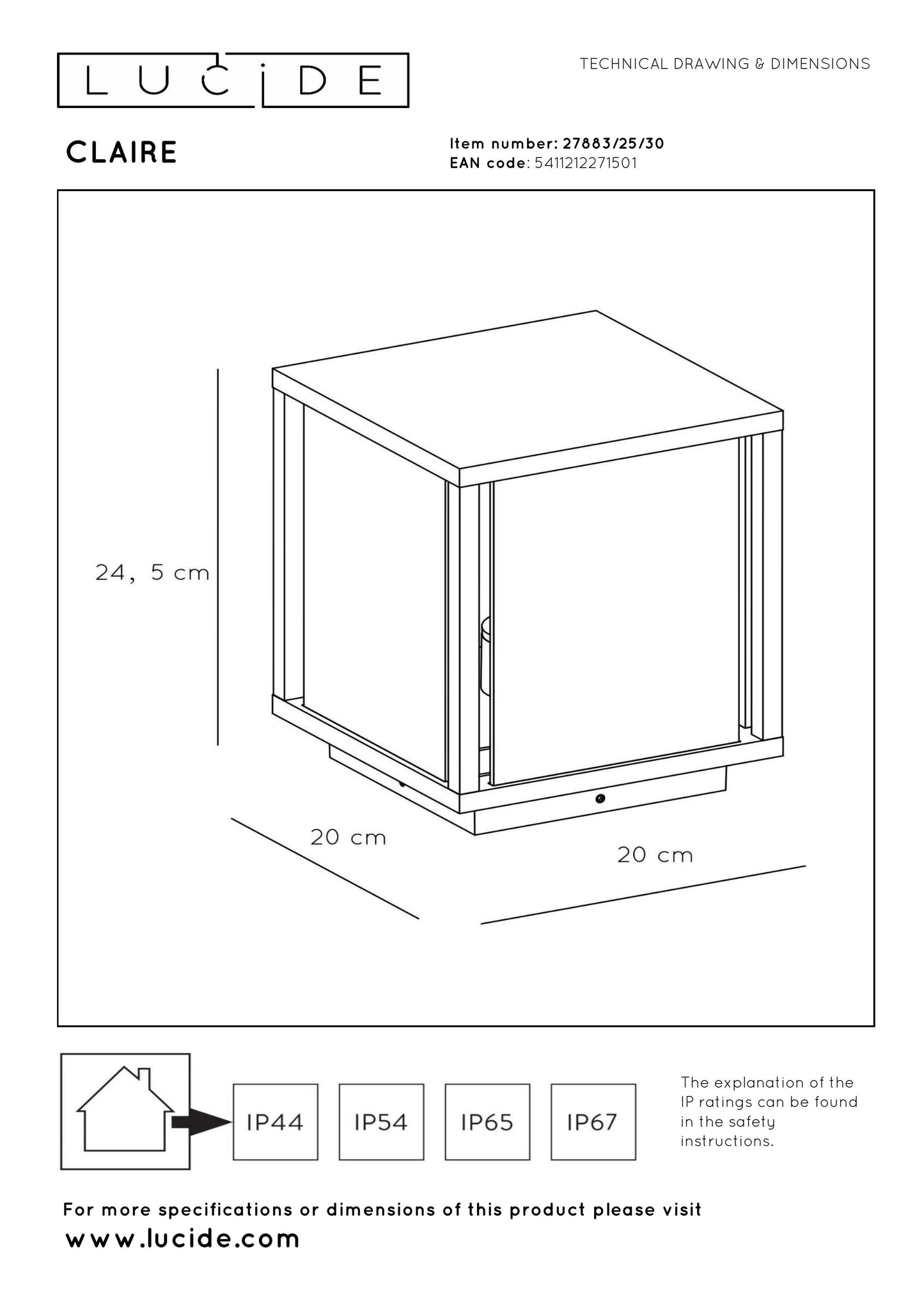Lucide Claire Llum Bollard Exterior