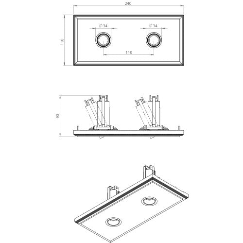 Brick In The Wall 200Cent Twin Downlight para Baño