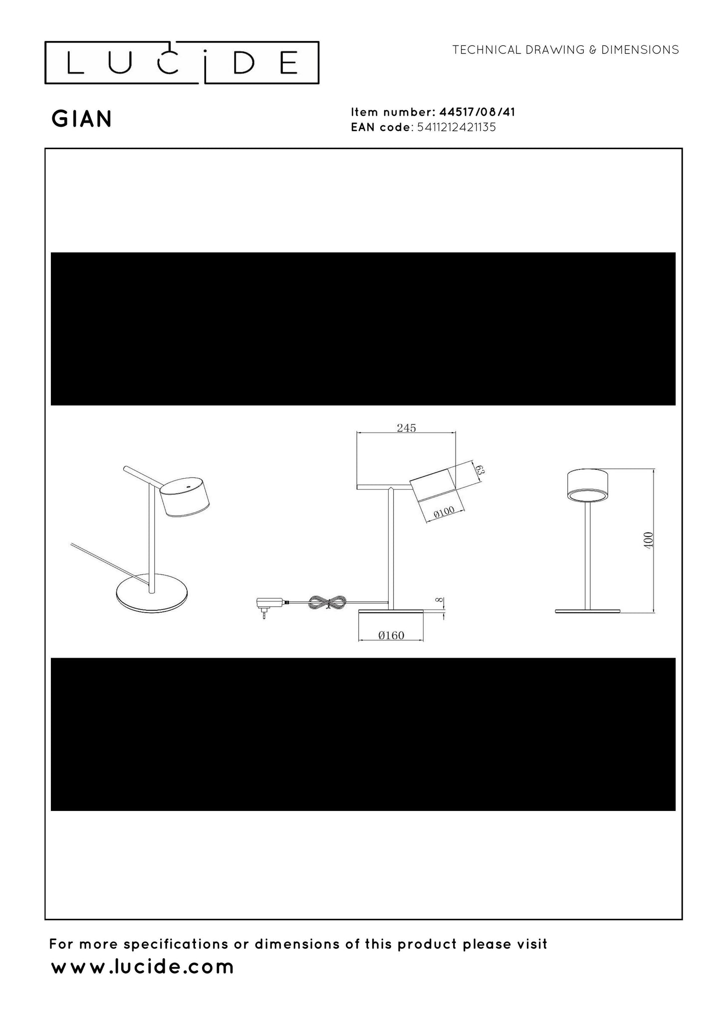 Lucide Gian Lámpara de Mesa