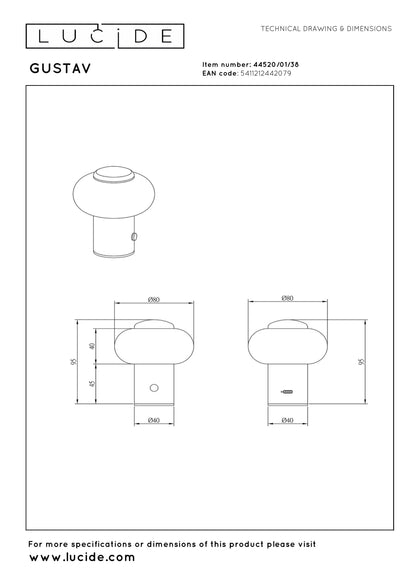 Lucide Gustav Lámpara de Mesa Recargable