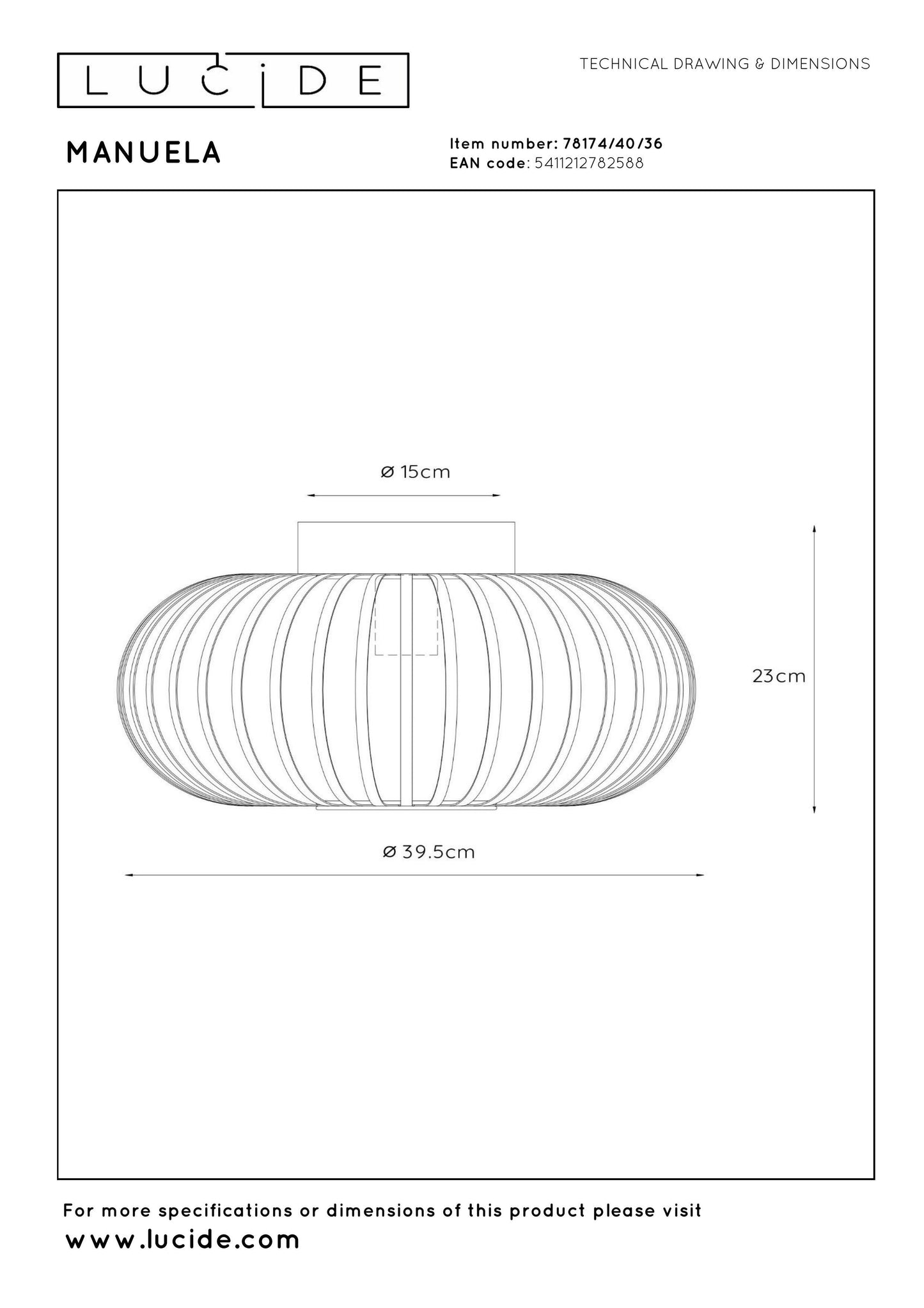 Lucide Manuela Flush Ceiling Light