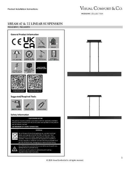 Visual Comfort I-Beam Lámpara Colgante Lineal