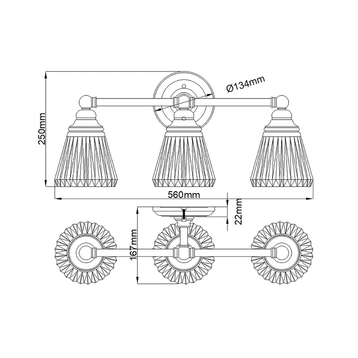 Quintiesse Keynes 3-Light Bathroom Wall Light