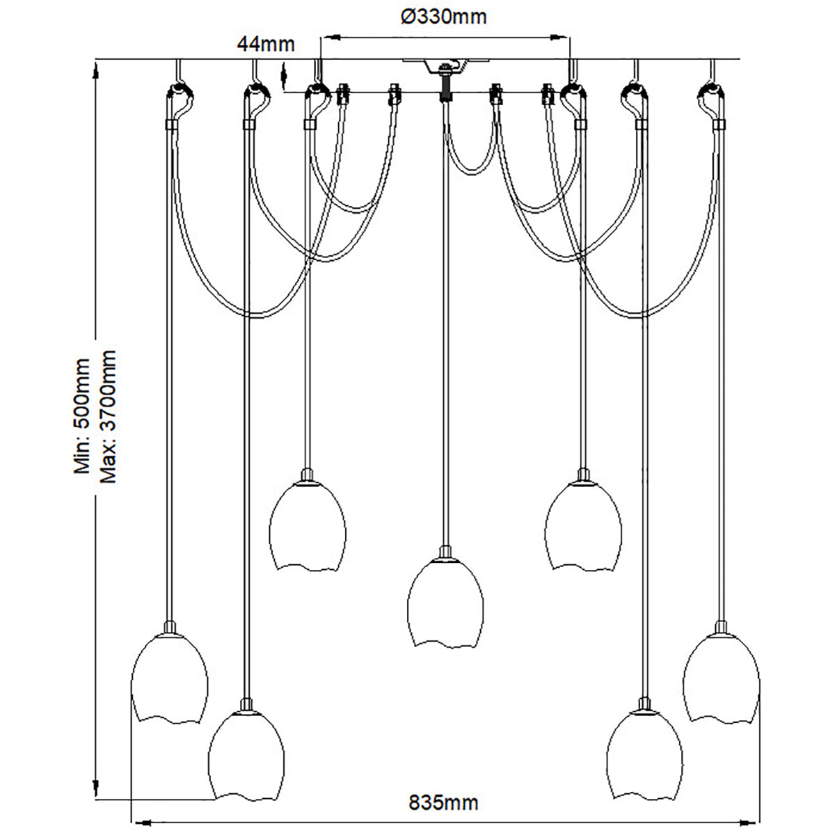 Quintiesse Nula 12-Light Pendant Cluster
