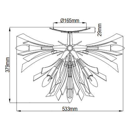 Quintiesse Vida 9-Light Semi-Flush Ceiling Light