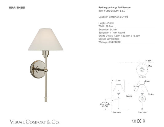 Visual Comfort Parkington Tail Sconce de Chapman & Myers